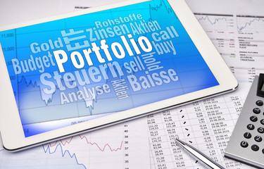 Tablet Computer mit PORTFOLIO Grafik