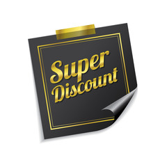 Super Discount Golden Sticky Notes Vector Icon Design