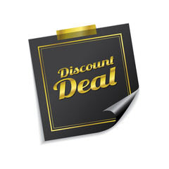 Discount Deal Golden Sticky Notes Vector Icon Design