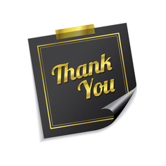 Thank You Golden Sticky Notes Vector Icon Design