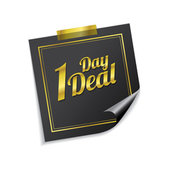 1 Day Deal Golden Sticky Notes Vector Icon Design