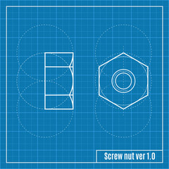 Blueprint of screw. Vector illustration.