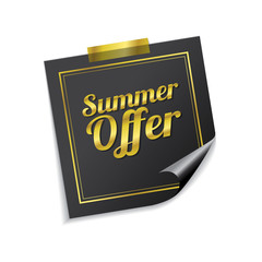 Summer Offers Golden Sticky Notes Vector Icon Design