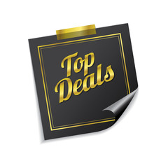 Top Deals Golden Sticky Notes Vector Icon Design