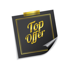 Top Offer Golden Sticky Notes Vector Icon Design