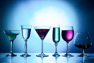 Many glasses of alcohol