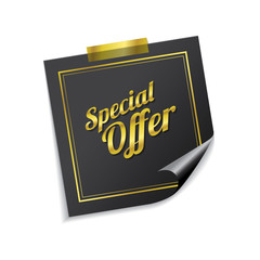 Special Offer Golden Sticky Notes Vector Icon Design