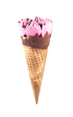 strawberry ice cream isolated on white background