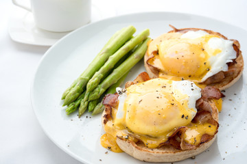 eggs benedict,on the white background