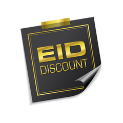 Eid Discount Golden Sticky Notes Vector Icon Design