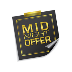 Midnight Offer Golden Sticky Notes Vector Icon Design