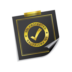 SSL Protected Golden Sticky Notes Vector Icon Design