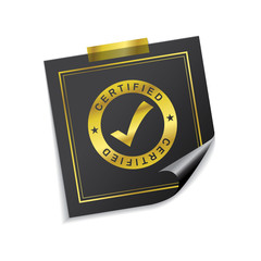 Certified Golden Sticky Notes Vector Icon Design