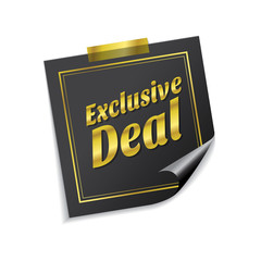Exclusive Deal Golden Sticky Notes Vector Icon Design