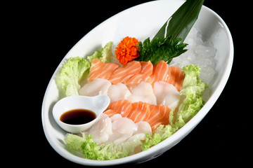 mixed sushi on white plate