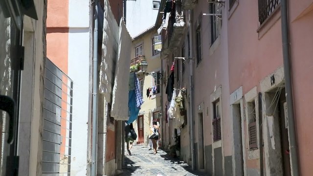 Shopping street around Saint George castle, Lisbon