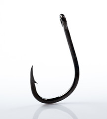 Strong fishing hook isolated on white background