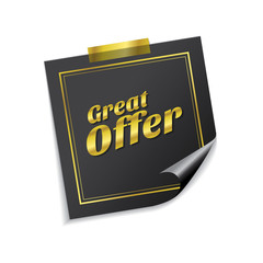 Great Offer Golden Sticky Notes Vector Icon Design