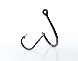 Strong fishing hook isolated on white background
