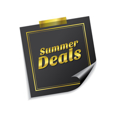 Summer Deals Golden Sticky Notes Vector Icon Design