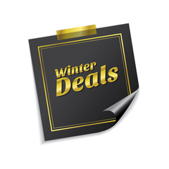 Winter Deals Golden Sticky Notes Vector Icon Design