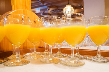 Tropical juices in glasses