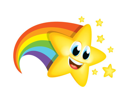 Cartoon Star with Rainbow tail