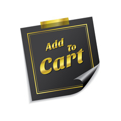 Add To Cart Golden Sticky Notes Vector Icon Design