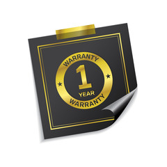 1 Year Warranty Golden Sticky Notes Vector Icon Design