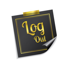 Log Out Golden Sticky Notes Vector Icon Design