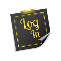 log In Golden Sticky Notes Vector Icon Design