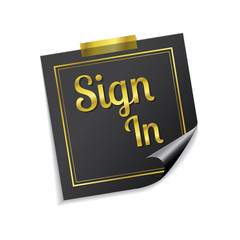Sign In Golden Sticky Notes Vector Icon Design