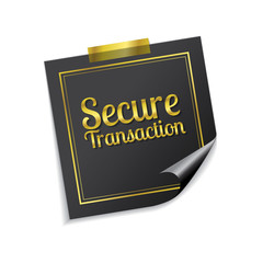Secure Transaction Golden Sticky Notes Vector Icon Design