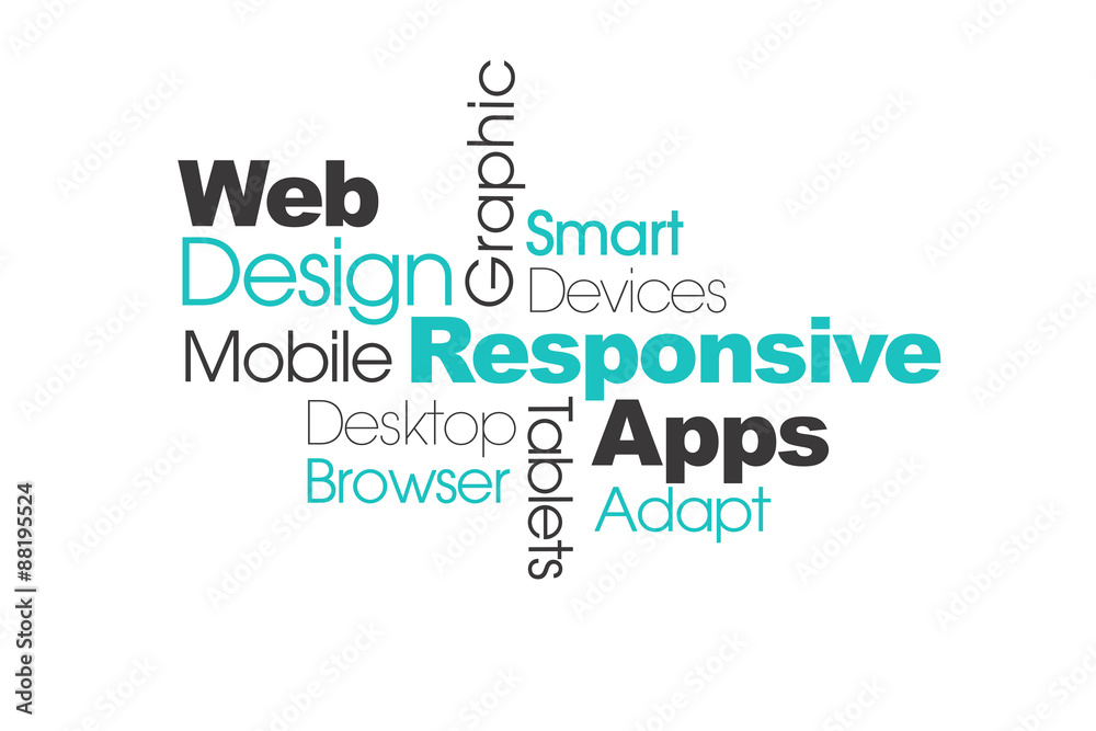 Wall mural mobile responsive web design infographic on white background