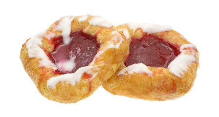 Raspberry danish pastries on a white background
