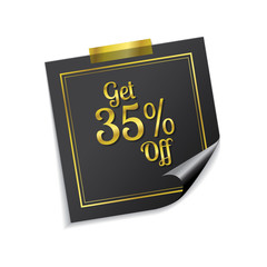 Get 35 percent Golden Sticky Notes Vector Icon Design