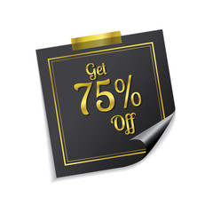Get 75 Percent Golden Sticky Notes Vector Icon Design