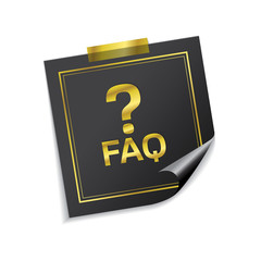 FAQ Golden Sticky Notes Vector Icon Design