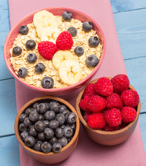 oat, oatmeal and fresh fruits