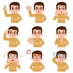 中高年男性の表情セット