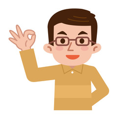 OKサインの中高年男性
