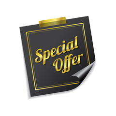 Special Offer Golden Sticky Notes Vector Icon Design
