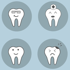 teeth set. Dental collection for your design. Vector cartoons