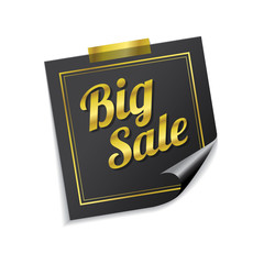Big Sale Golden Sticky Notes Vector Icon Design