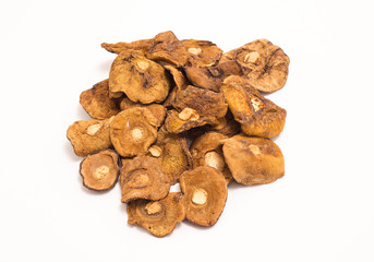 Dried mushrooms isolated on white