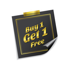 Buy 1 Get 1 Free Golden Sticky Notes Vector Icon
