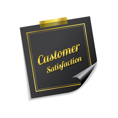 Customer Satisfaction Golden Sticky Notes Vector Icon Design