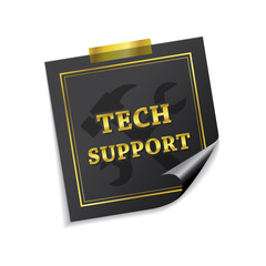 Tech Support Golden Sticky Notes Vector Icon Design