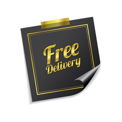 Free Delivery Golden Sticky Notes Vector Icon Design