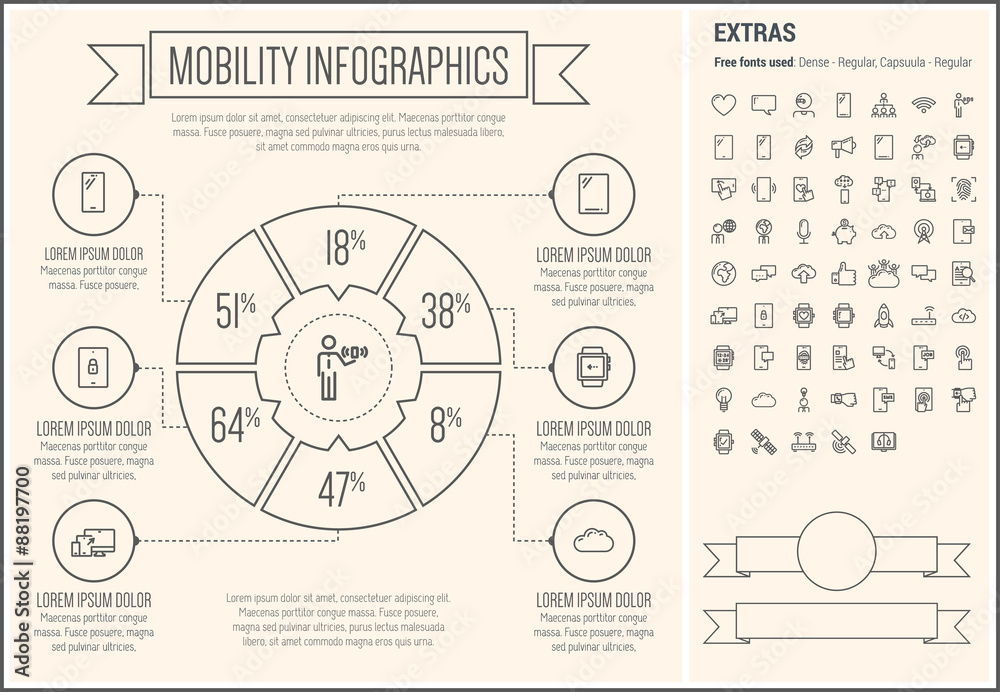 Poster mobility line design infographic template